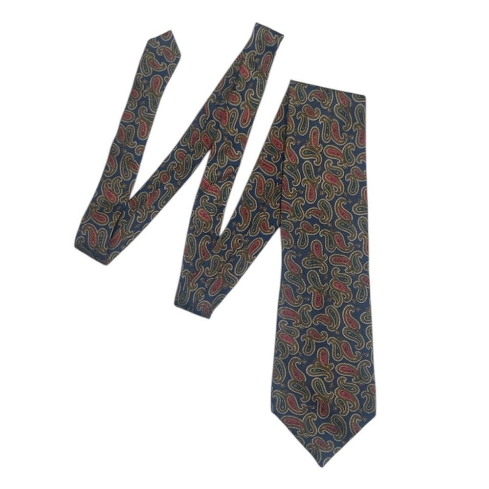 🔥VINTAGE BURBERRYS Paisley Tie 100% silk in Black and Red